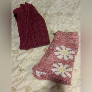 STORIA Chunky Knit Pink White Floral Flower Daisy Sweater Shorts, Pink Cardigan